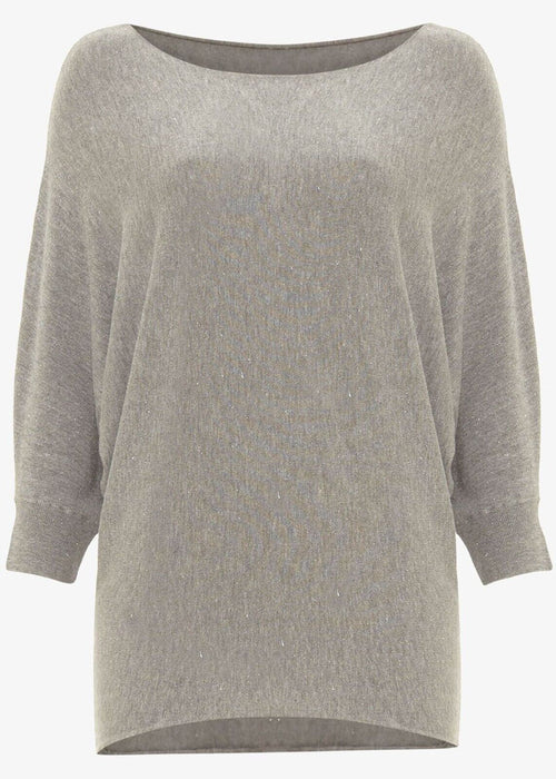 Phase Eight Becca Sparkle Batwing Jumper In Light Grey Size M