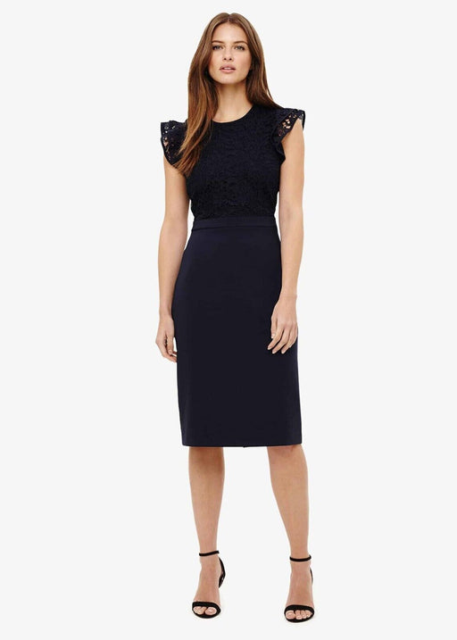 Phase Eight Women's Peggy Lace Dress Ruffle Sleeve In Navy Size 6 US 10UK $239