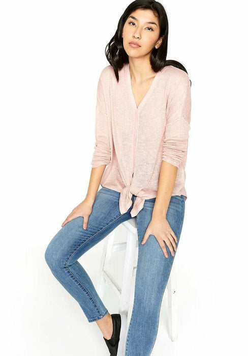 Buffalo David Bitton Real Love V-Neck Tie-Front Cardigan Pink Size XS