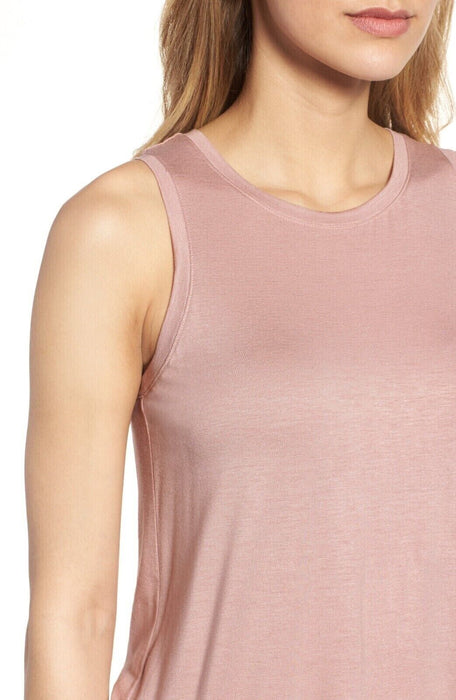 Nordstrom’s Halogen Crewneck High-Low Tank in Pink Adobe M