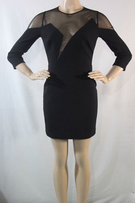 BCBGMAXAZRIA Women's Edesa Sheer Neck Mini Dress In Black Size 2 $322