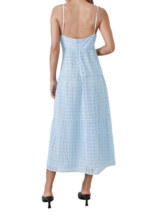 Bardot Broderie Flow Eyelet Sleeveless Dress In Light Blue Size XL/12 $148