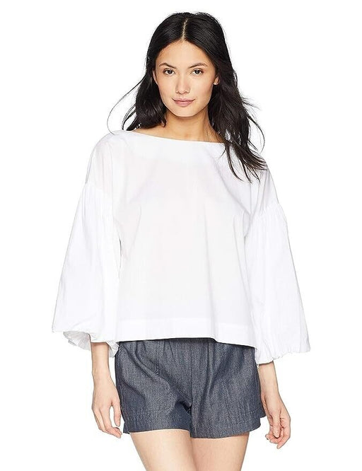 BCBGMAXAZRIA Women's Long Bell Sleeve Cotton Top size M $208 in white