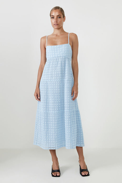 Bardot Broderie Flow Eyelet Sleeveless Dress In Light Blue Size XL/12 $148