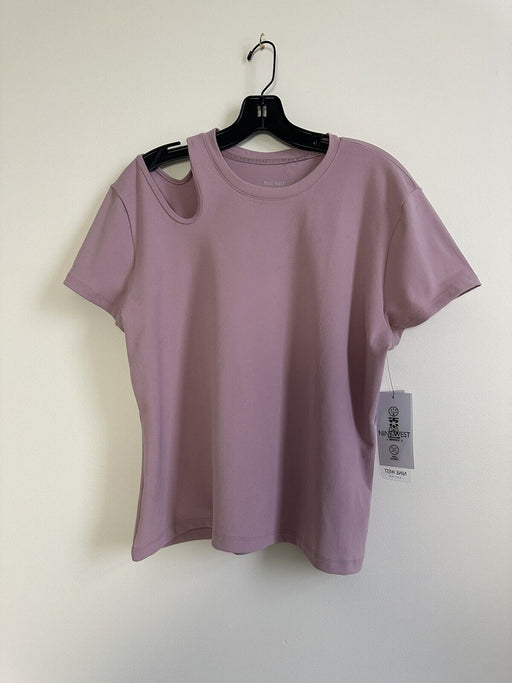 Nine West Cutout Shoulder Mauve Shadow Activewear T-Shirt Size XL $46