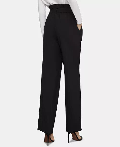 BCBGMAXAZRIA Yasminka Wide Leg Paper Bag High Rise Pants In Black Size XS $248