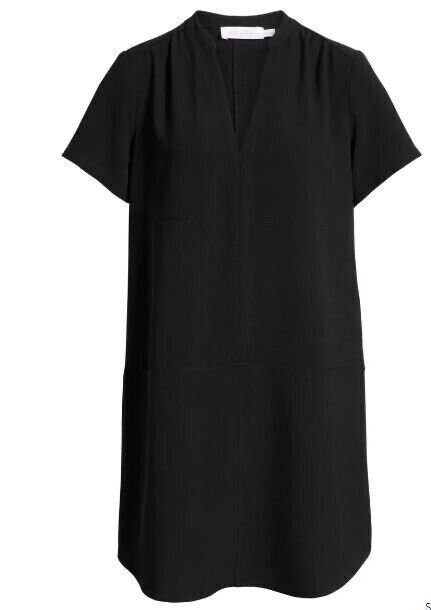 All In Favor Hailey Black Crepe Shift Mini Dress Business Casual Size XS NEW