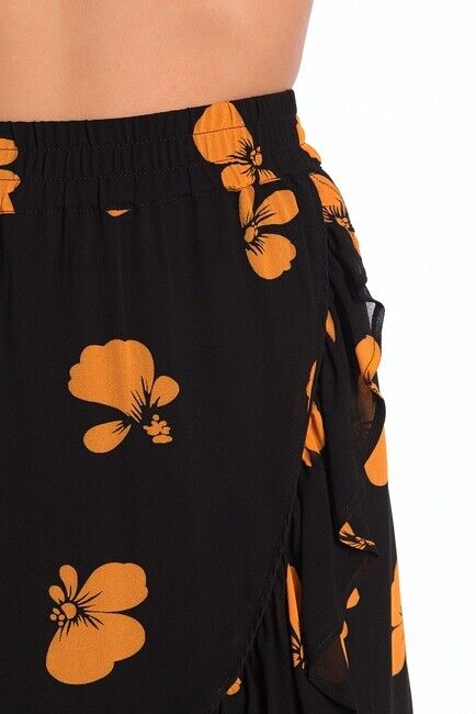 Catherine Catherine Malandrino Ruffle Trimmed Skirt Black/Tangerine Size M $87