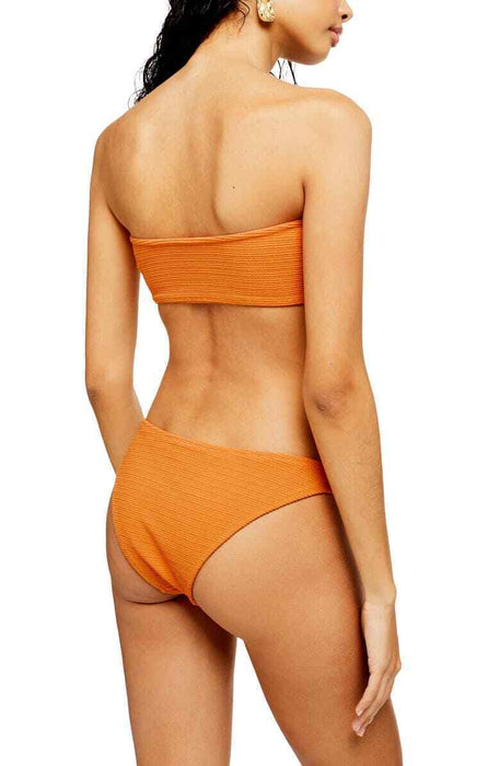 Topshop Crinkle Ring High Leg Bikini Bottoms In Orange Ginger Size 8 US / 12 UK