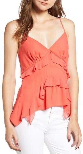 Chelsea28 Size XL  Tiered Trim Tank Top V-neck Sleeveless Blouse $69 red cayenne