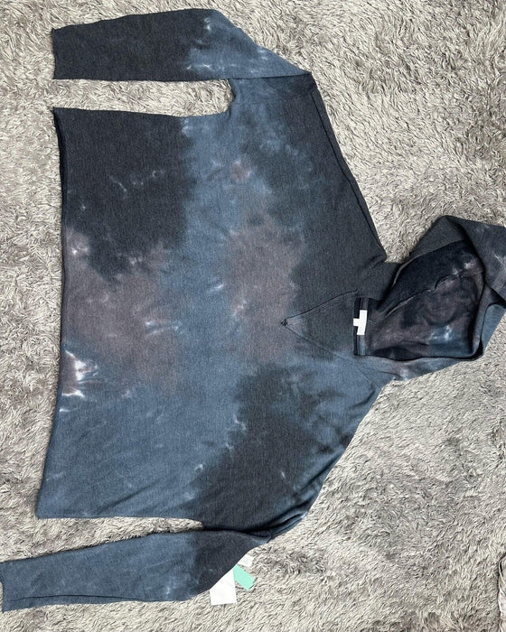 Abound Women's Hi-Low Lightweight Long Sleeve Hoodie in black grey tie dye M