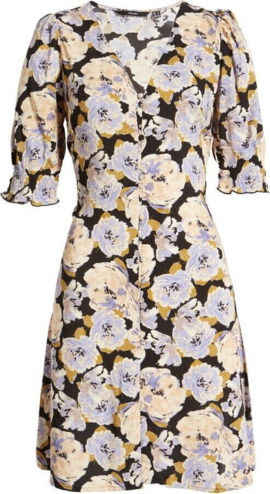 Vero Moda Paja V-Neck Floral Mini Dress Purple Lilac Size S