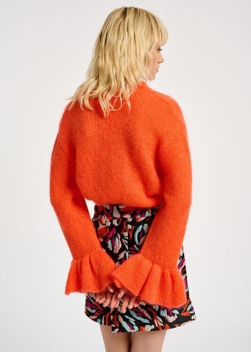 Essentiel Antwerp Chester Mohair & Wool Blend V Neck Sweater Orange Size M $360