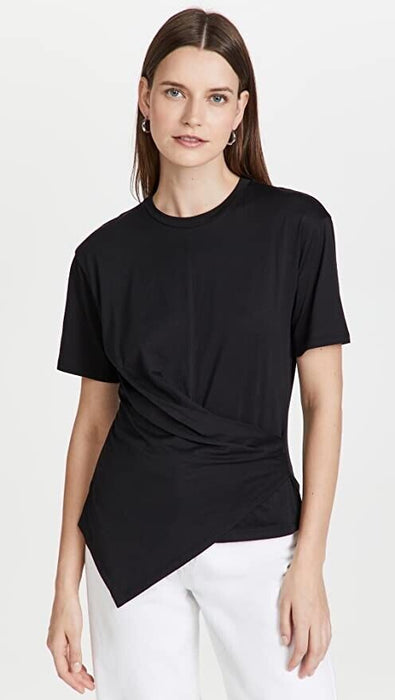 Theory Drape Tee Front Ruched In Black Size P