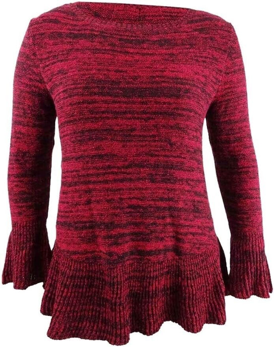 Style & Co Sweater Marl Ruffle sleeve Pullover Red size XXL