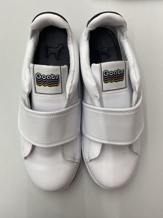 GOATS Mens sneakers Size 9 White Hook And Loop Closure Leather Uppers NWOB