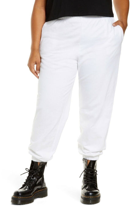 BP. Jogger Sweatpants Organic Cotton Elastic Waist Pockets Plus Size 3X in white