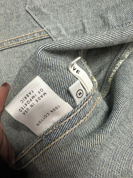 Grlfrnd Eve Cosmic Ray Pearl Embellished Denim Trucker Jacket $460 size M