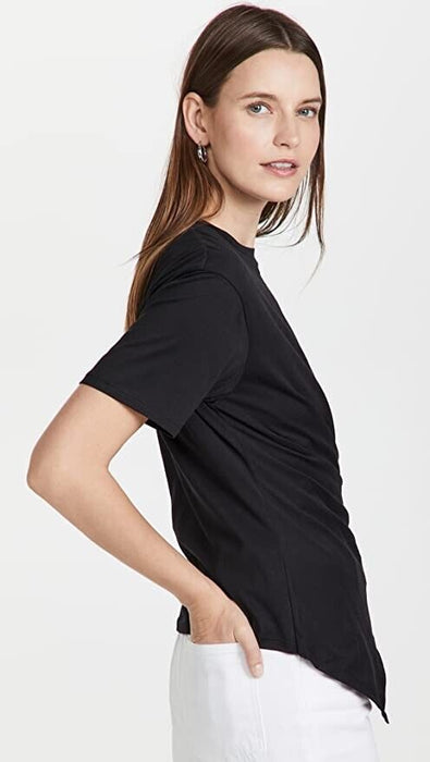 Theory Drape Tee Front Ruched In Black Size P