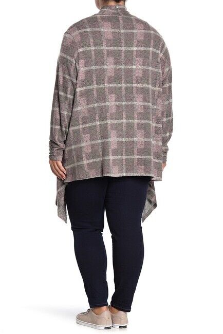 Bobeau Collection Long Sleeve Knit Sweater Cardigan Berry Plaid Size M $180