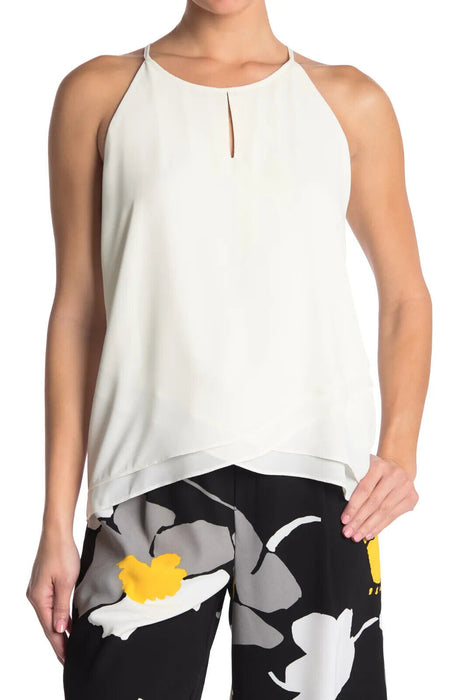 T TAHARI Double Layer Woven Cami In Natural Size XL