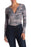 Socialite Women's Split V-Neck Waffle Knit Bodysuit In Charcoal Camo Size M
