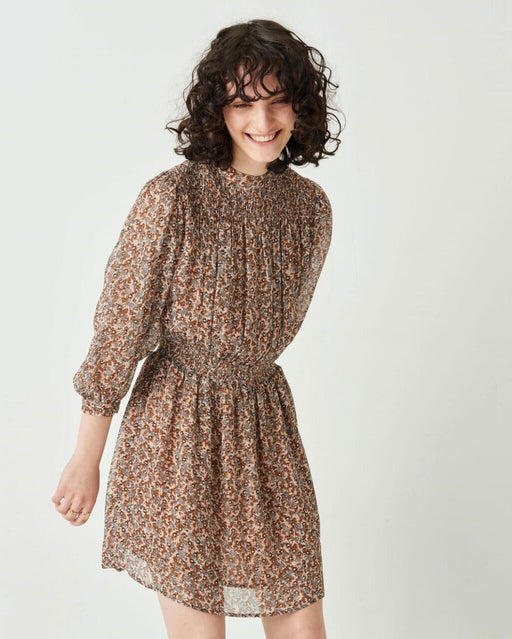 Sessun  viscose short smocked mini dress with print size S $440