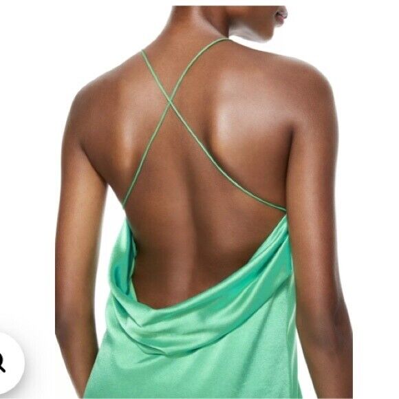 Alice + Olivia Women's Azitara Low Back Satin Mini Dress In Jade Size 10 $295