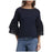 DKNY Femme Bleu Marine Bell Manches Eyelet Lace Top taille XL