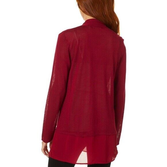 T. Tahari Womens Solid Knit Open Front Cardigan S in red $88