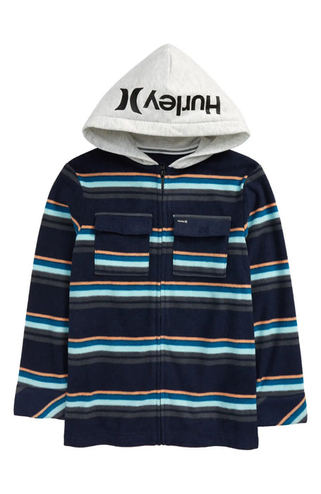 Hurley Kids' Polar Fleece Hooded Jacket In Obsidian Size XL