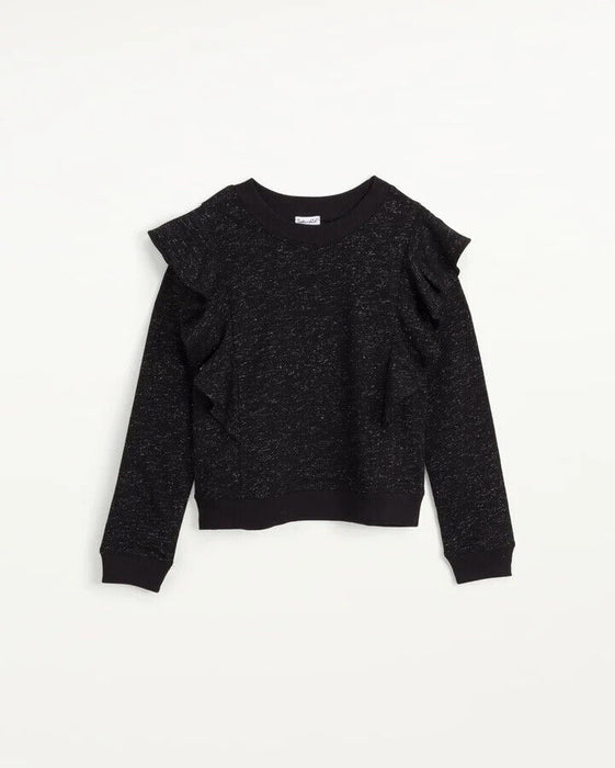 Splendid Girl Sparkle Ruffle Top Black Size 12