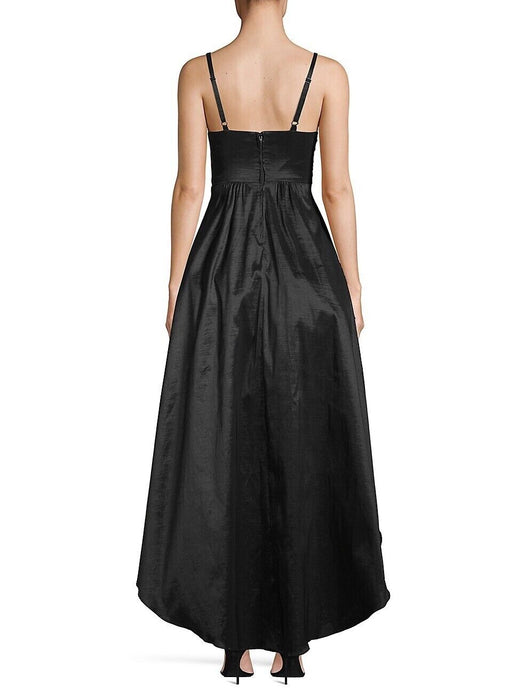 Betsy & Adam $409 Women's Black SatinHigh-Low Gown Dress Size 6 fits as XS