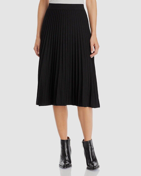T Tahari Women's Black Gradated Rib Midi A-Line Skirt Size S