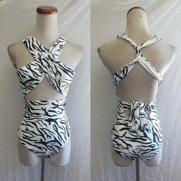 ONIA The Cindy Metallic Zig Zag One Piece Bikini Swimsuit Size S