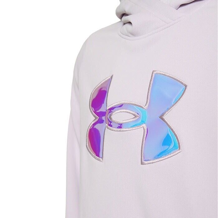 Under Amour Girl's Iridescent Big Logo Fleece Pullover Hoodie Lilac Size Youth L