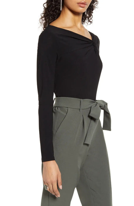 Halogen women's Twist Neck Fashion Knit Top Long Sleeve Blue Size M