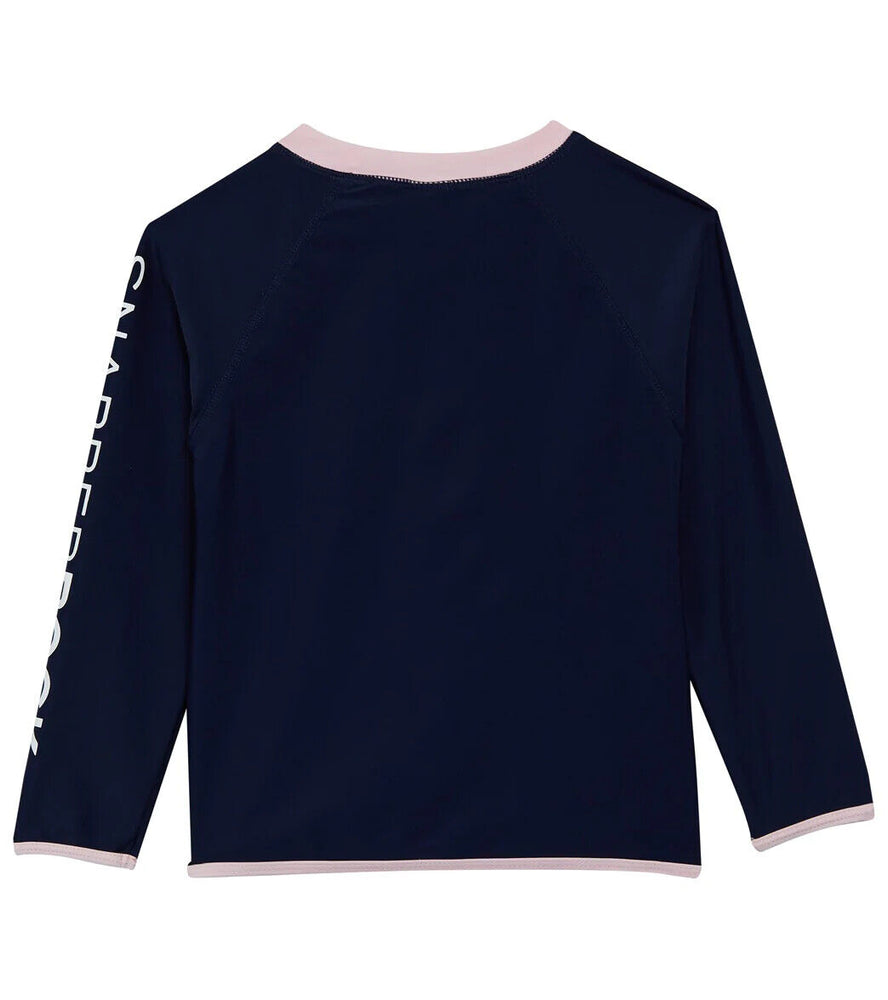 Snapper Rock Girls' Long Sleeve Rash Guard Navy/Pink Size 4 (4-5)