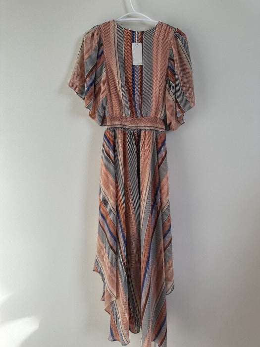 MELLODAY women's Striped Flutter Sleeve Maxi Dress Size S