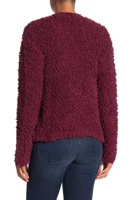 Nordstrom RXB Women texture Teddy Knit Cardigan Sweater in Maroon Women XS
