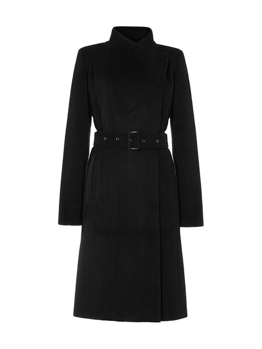 Phase Eight Women's Darby Wrap Neck Wool Blend Coat In Black Size 14US 18UK $440