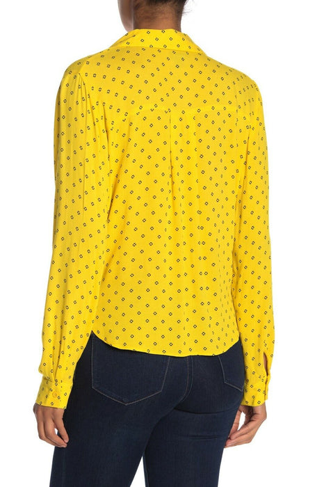 Free Press Notch Collar Surplice Long Sleeve blouse size XS $38  in yellow