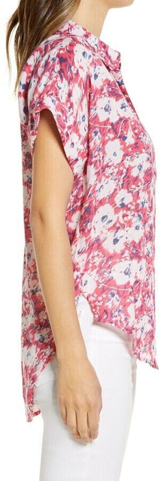 CASLON Women's Floral Print Summer Crepe Camp Shirt size S fits relax