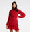 Ever New women Delphine Pleated A-Line Dress mock neck in red size 2
