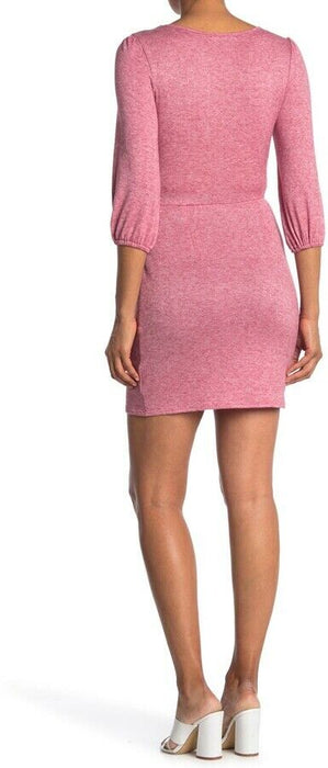 Kenedik Hacci Wrap Balloon Sleeve Dress In Heather Berry Size M 80S style