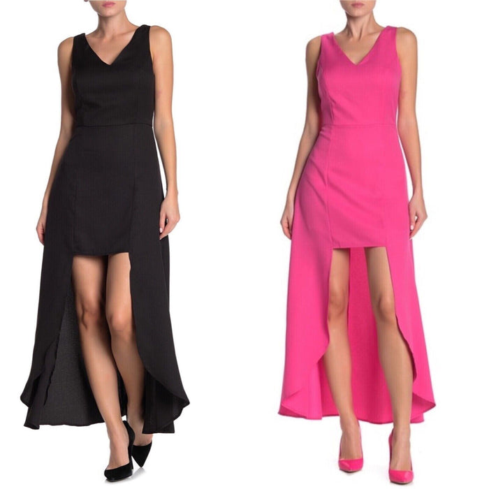 One One Six Sleeveless High/Low Crepe Dress In Black Size M