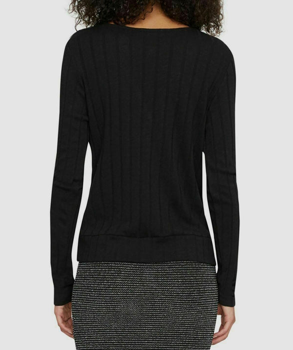 Sanctuary Polina Ribbed Wrap Top Size XL Long Sleeve T-Shirt Black NWT $69