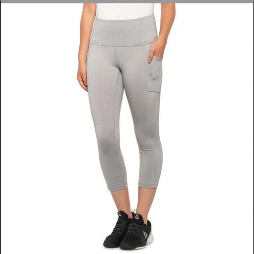 RBX Active Power Hold Athletic Capri Length Leggings W/Pockets Light Grey Size M
