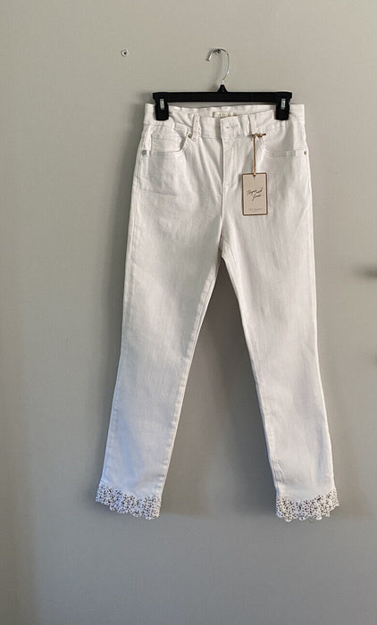 Ted Baker Jeans White Applique Hem Detail Skinny Lillya Women Size 26
