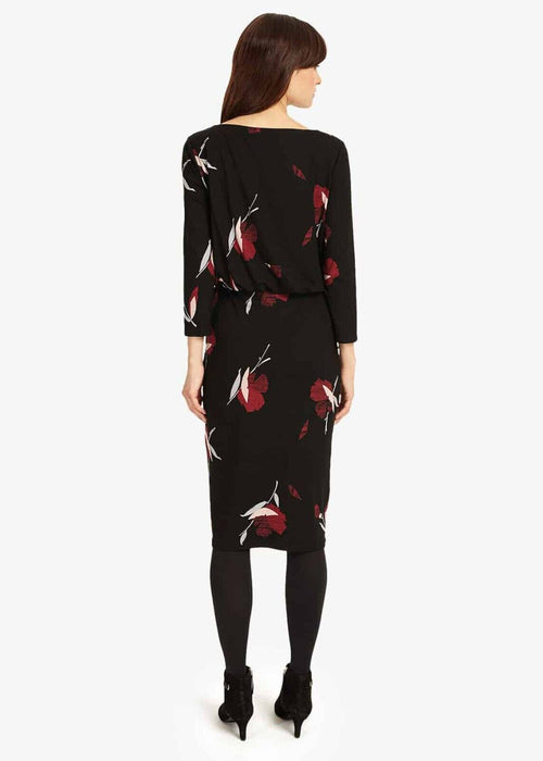 Phase Eight Meredith Floral Long Sleeve Midi Dress Black Size 10 US / 14 UK $169